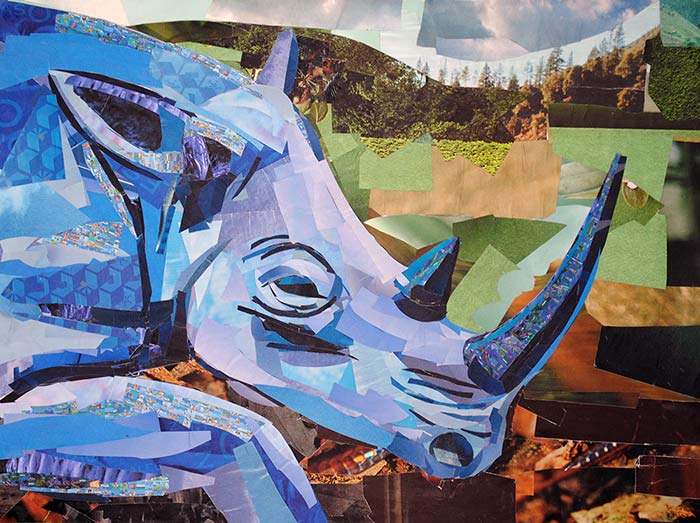 Blue Rhino by collage artist Megan Coyle