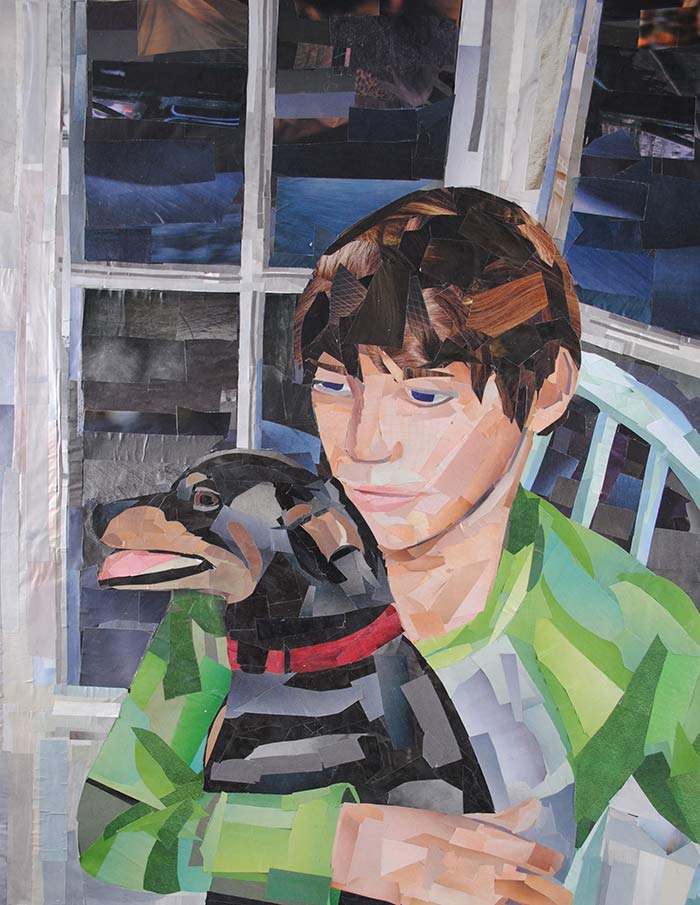 Boy with Dog by collage artist Megan Coyle