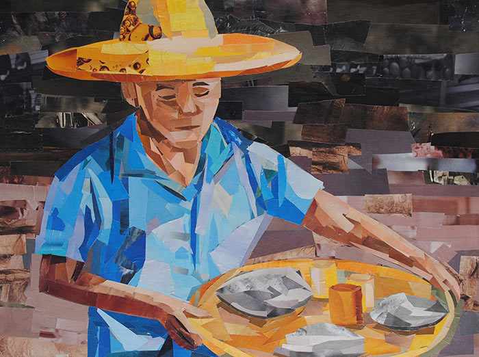 Man at the Market by collage artist Megan Coyle