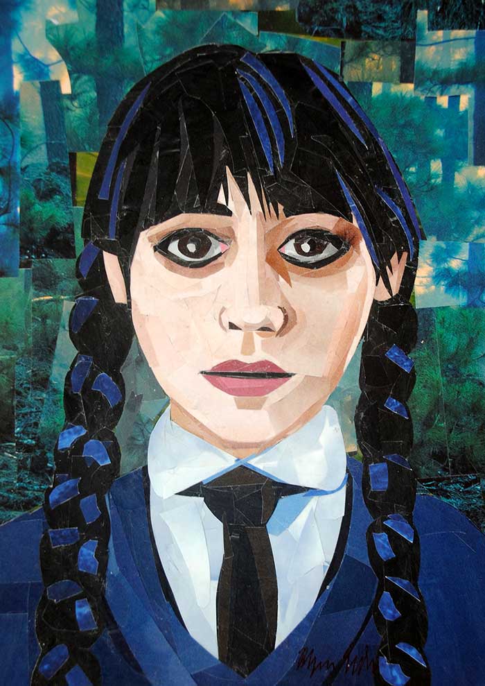 Wednesday Addams collage by artist Megan Coyle