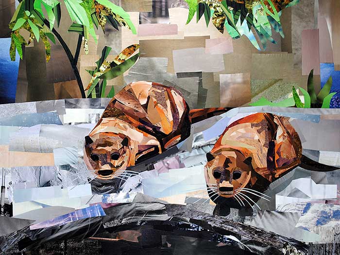 The Otter Sisters by collage artist Megan Coyle