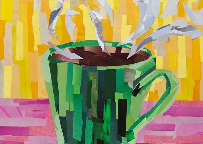 Green Coffee Cup by collage artist Megan Coyle